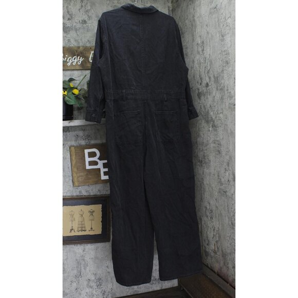 NEW Universal Thread Womens Long Sleeve Utility Baggy Denim Jumpsuit Black 17 - Picture 5 of 7